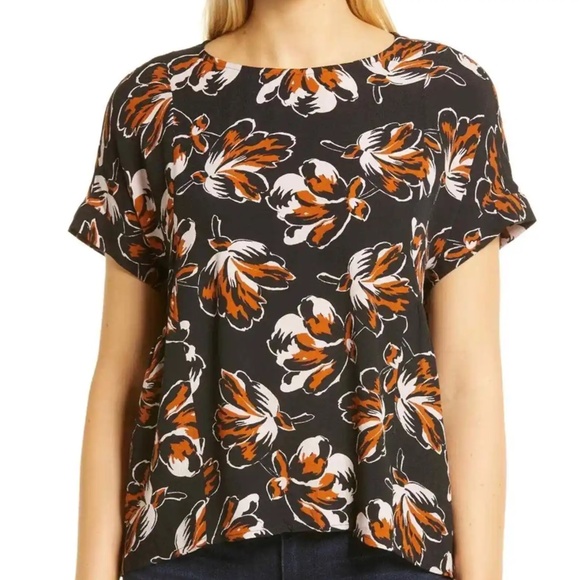 NWOT Madewell Cuffed Sleeve Shirred Floral Top in Duskblossom - Picture 2 of 3